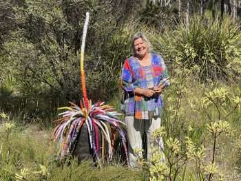 Sharyn Egan and balga (day of launch) Understory Art & Nature Trail, Northcliffe, 2024