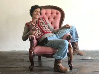 Sari Bennett performs stitch poetry for Women Speak